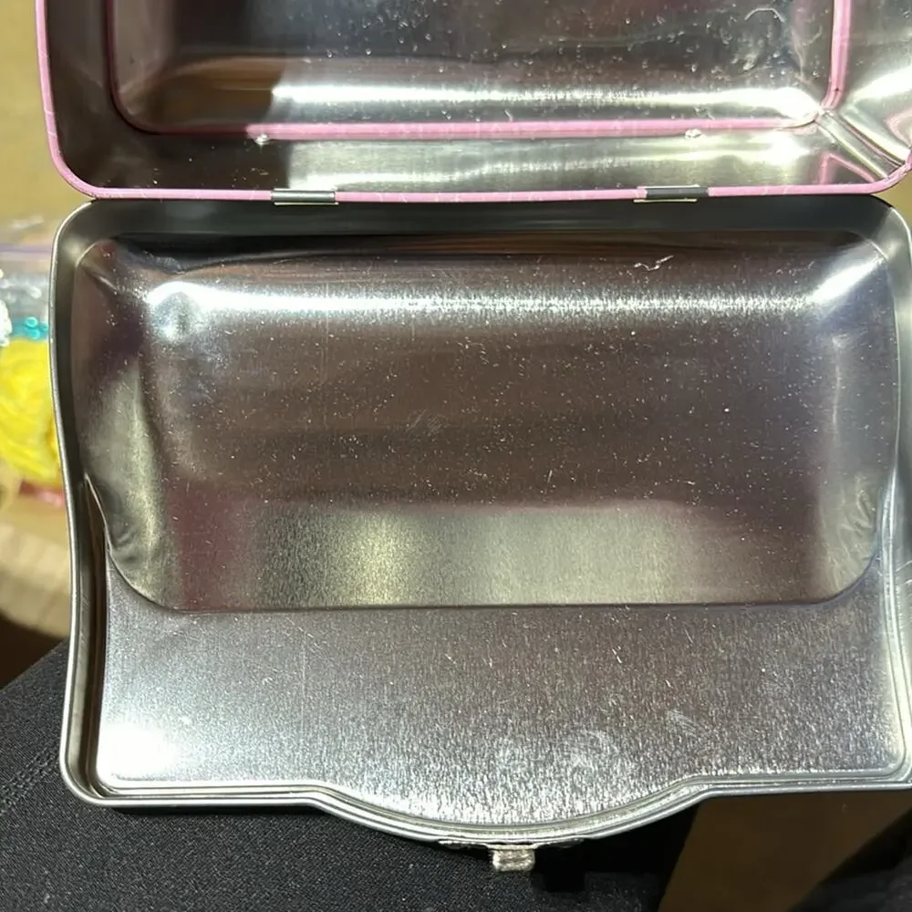 Disney princess metal tin purse storage container euc belle Cinderella rapunzel